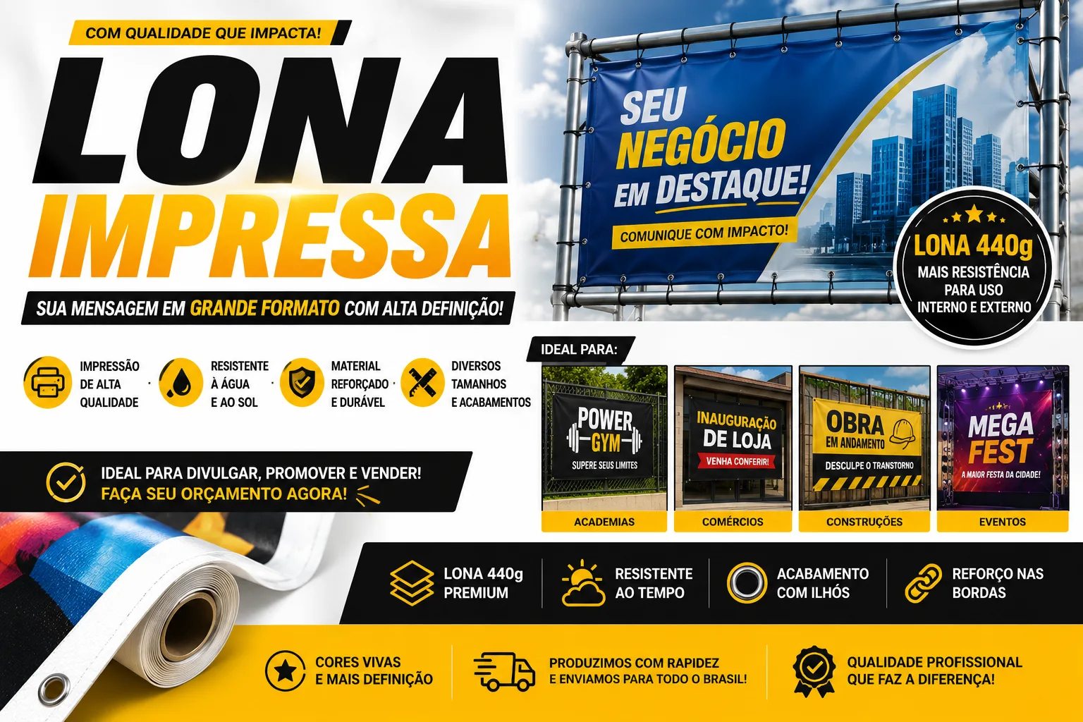 Lona Impressa Digital 440g – Alta Qualidade e Excelente Durabilidade