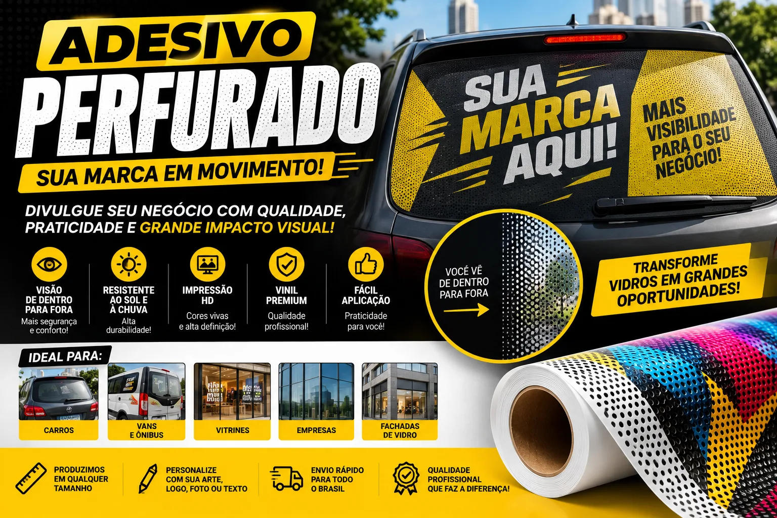 ADESIVO PERFURADO IMPRESSO MT²