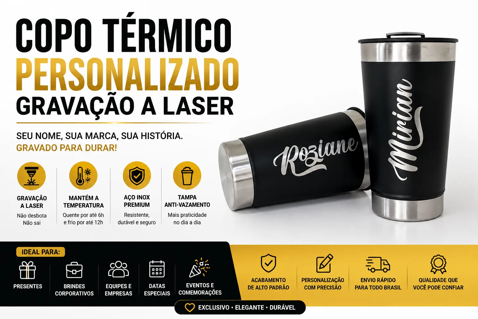 COPO TERMICO 470ML PERSONALIZADO - GRAVAÇÃO A LASER