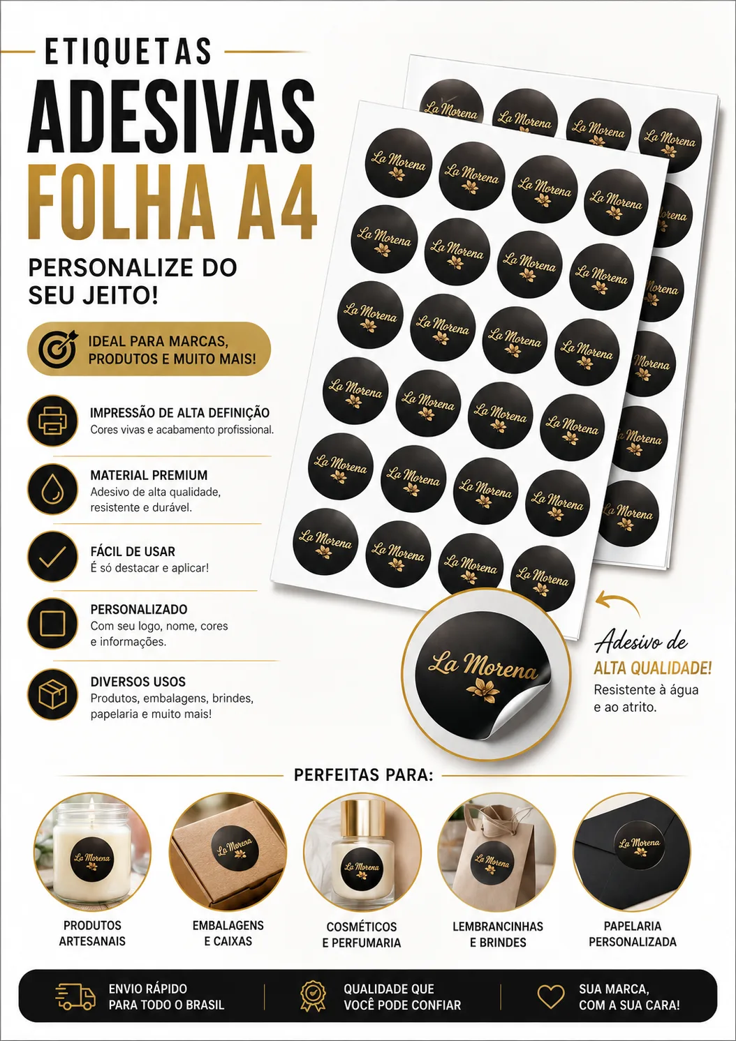 ETIQUETAS ADESIVAS POR FOLHA A4