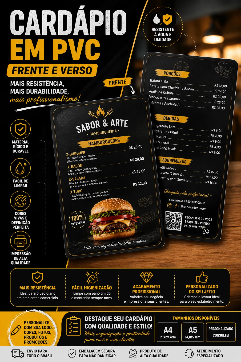 CARDAPIO PVC FRENTE E VERSO
