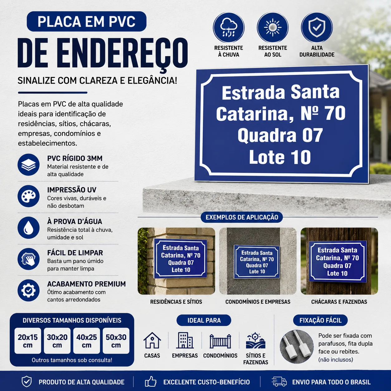 Placa de Endereço em PVC Personalizada
