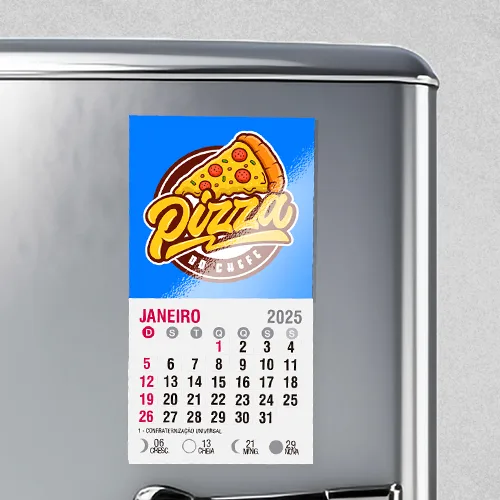 Ímã de Geladeira com Calendário 2026 5cmx5cm