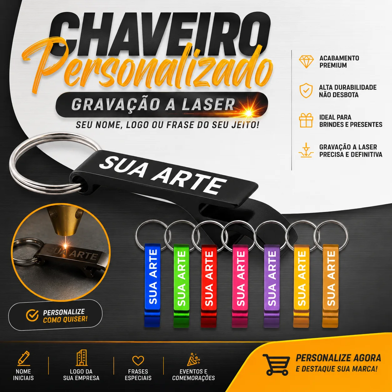 CHAVEIRO ABRIDOR PERSONALIZADO COM SUA ARTE