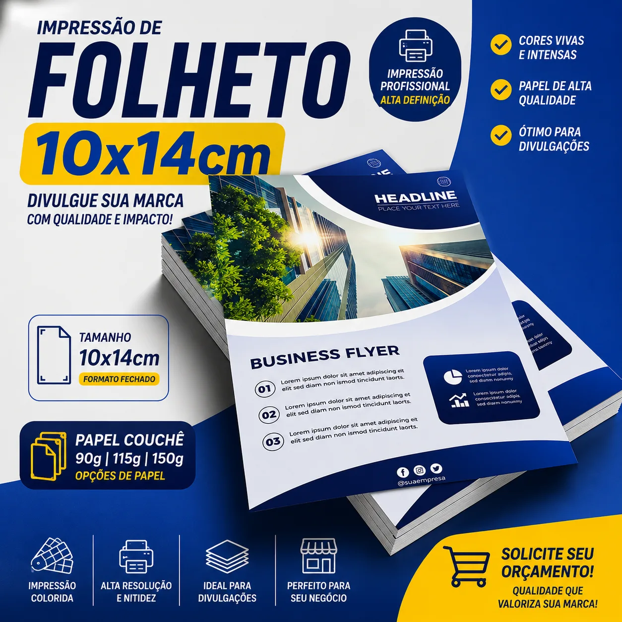 Folheto 10x14 cm – Impressão Colorida em Alta Qualidade só frente - 90g