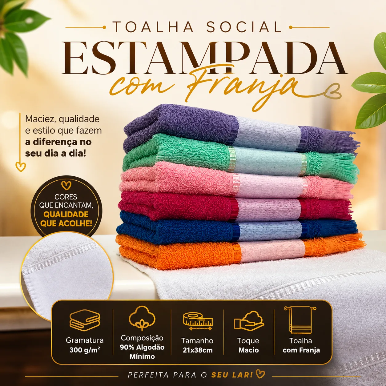 Toalha Lavabinho Estampa com Franja