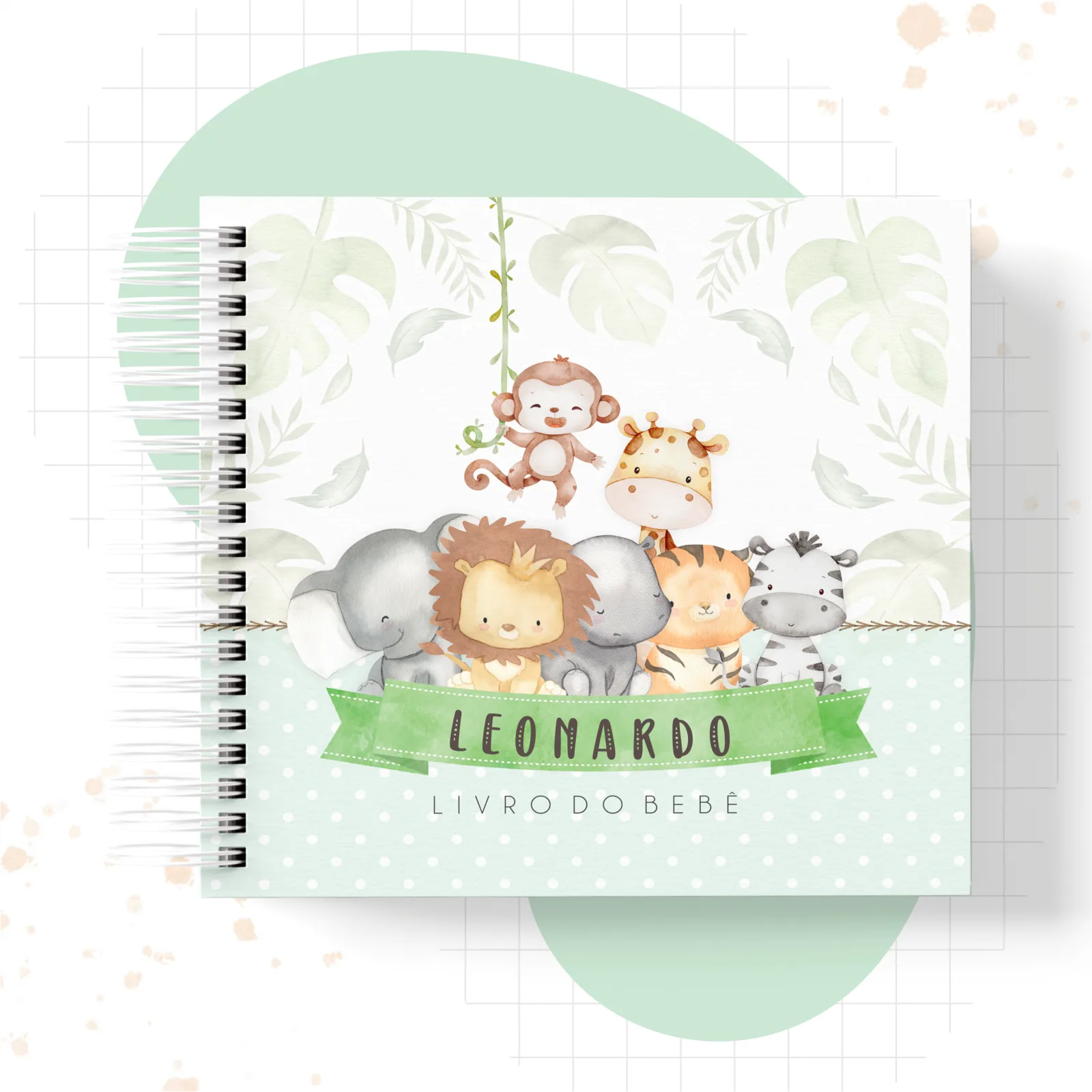 Livro do Bebê 20x22_Tema Safari (Menino)