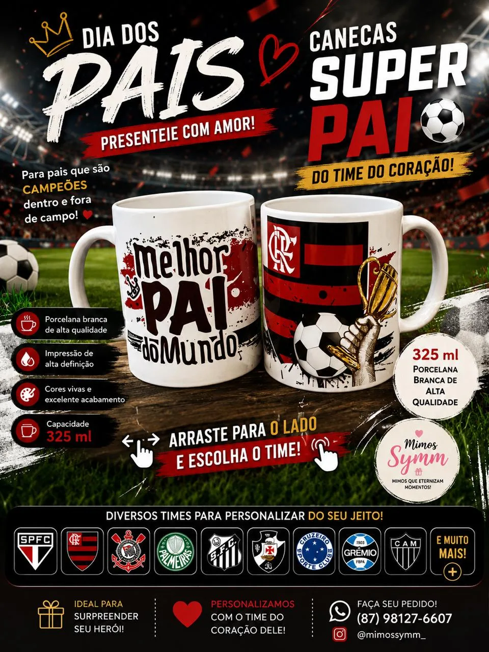 Caneca Dia dos Pais time - Arte Pronta