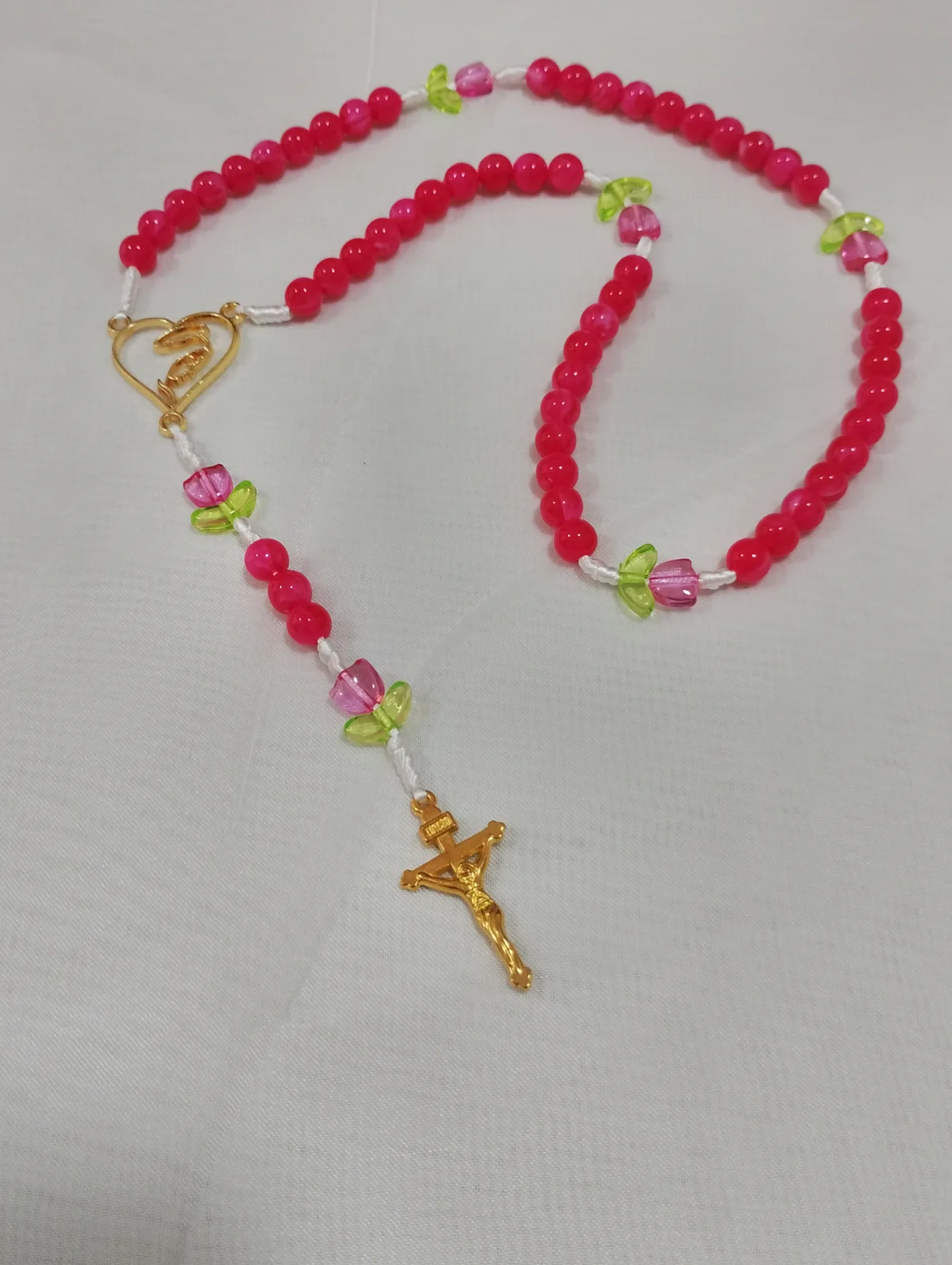 Terço Tulipa - Rosa Resinado - Ns Senhora
