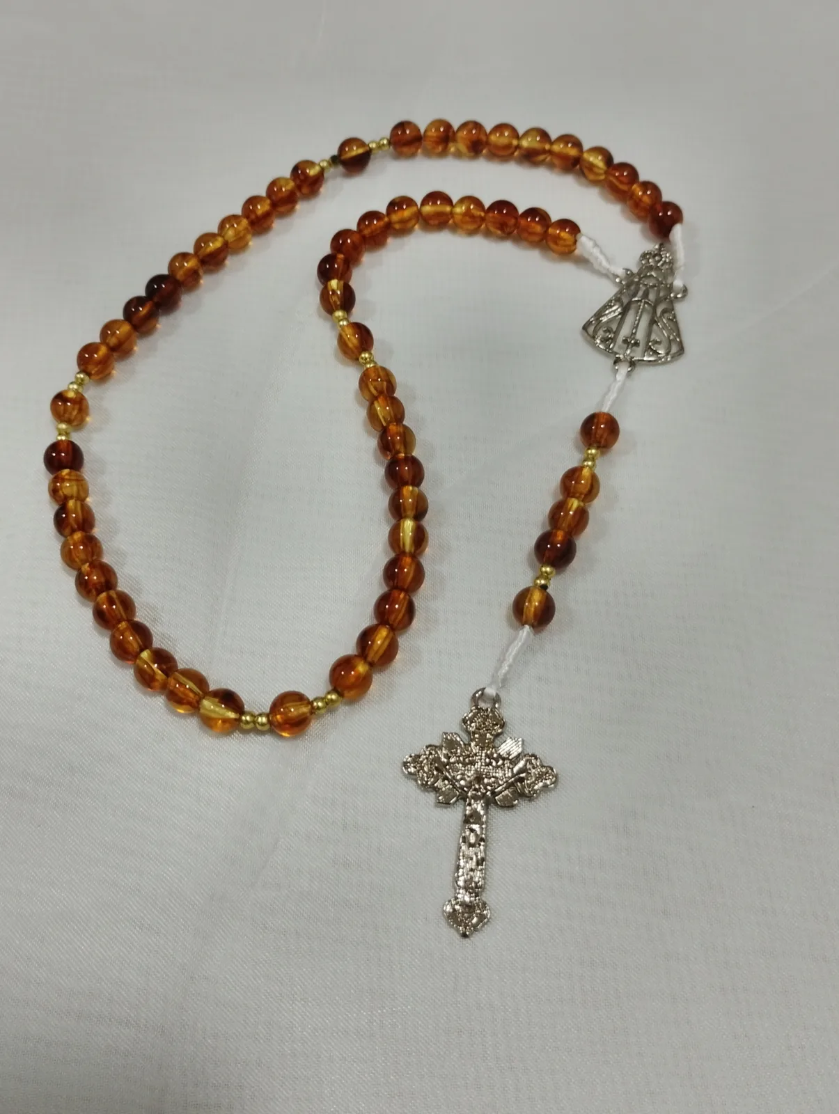 Terço Tradicional - Marrom Resinado - Ns Senhora Aparecida