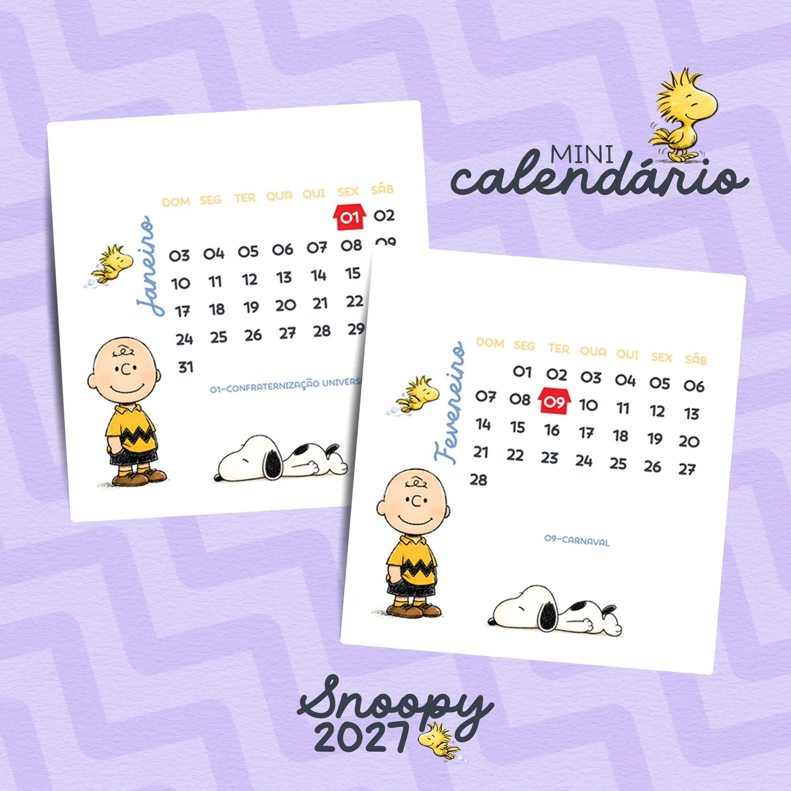 Mini Calendário Snoopy