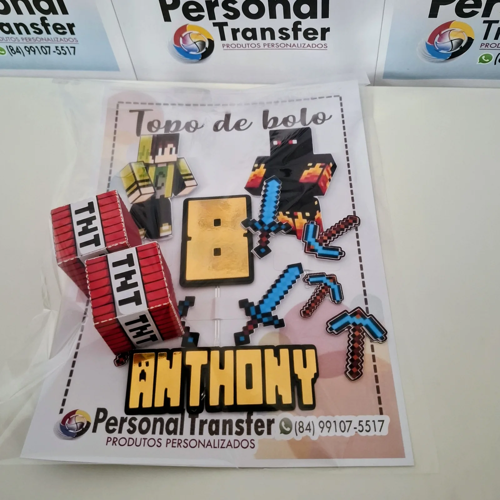 TOPO DE BOLO MINECRAFT CUBO 3D