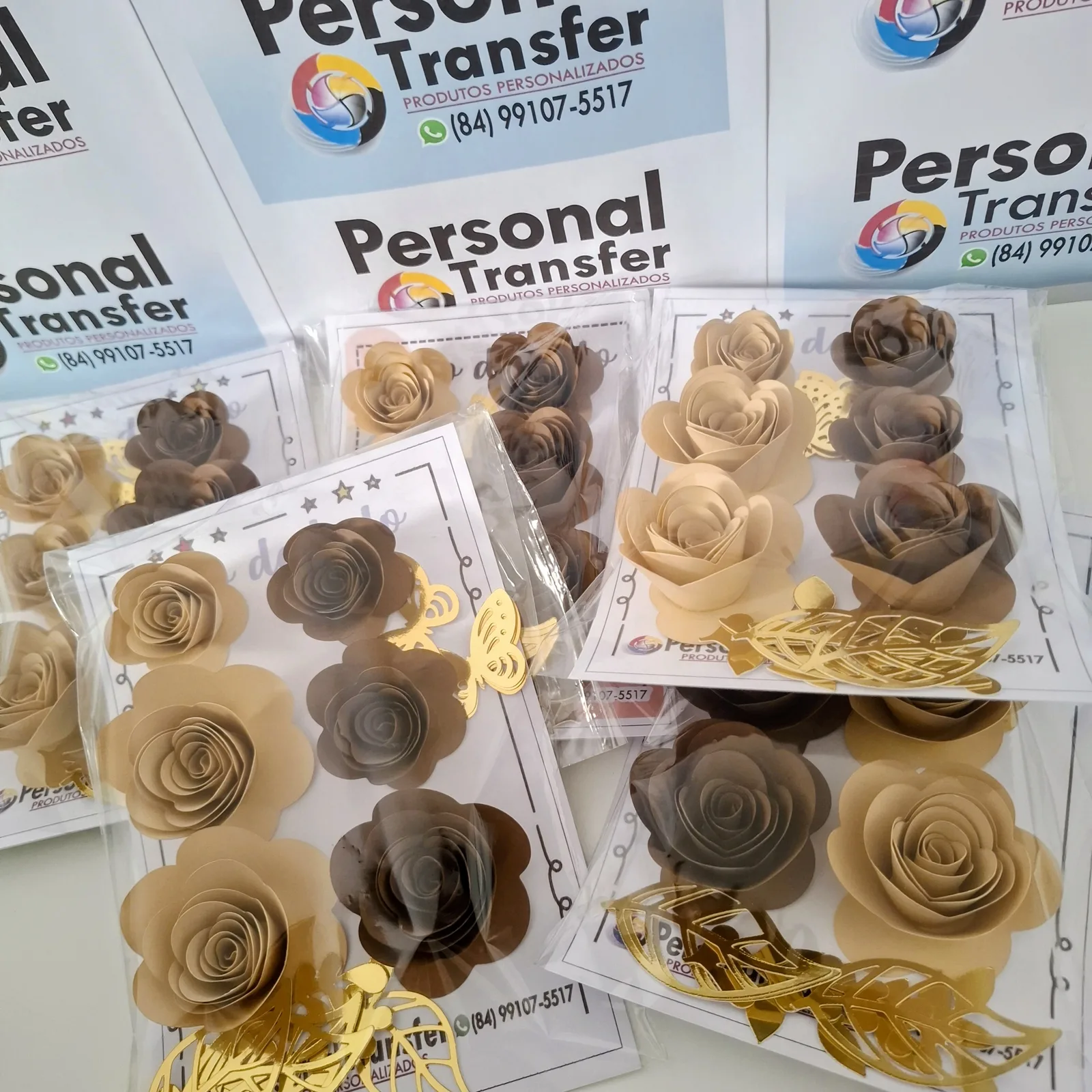 FLOR DE PAPEL MARROM 2 TONS