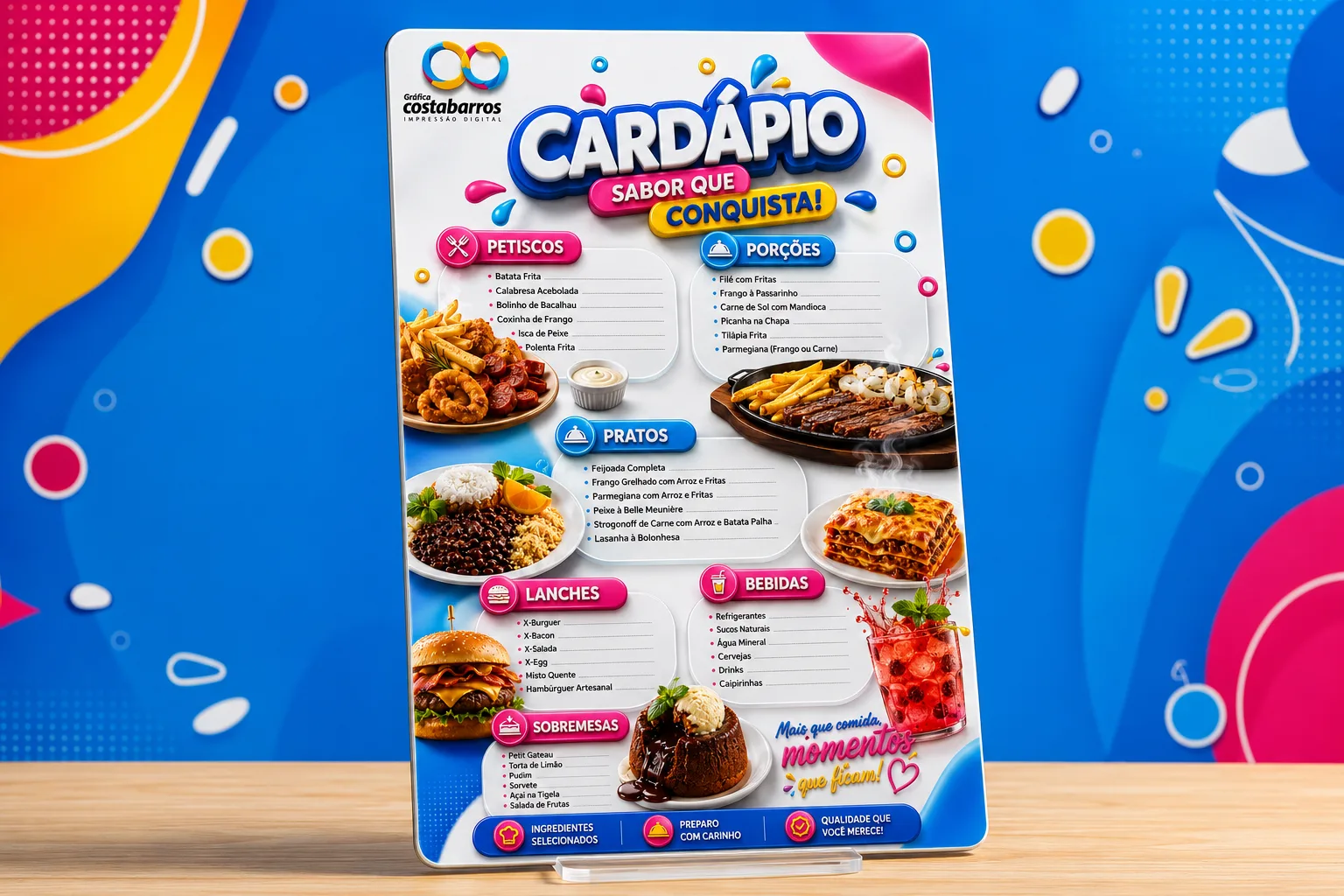 Cardápio PVC laminado A3