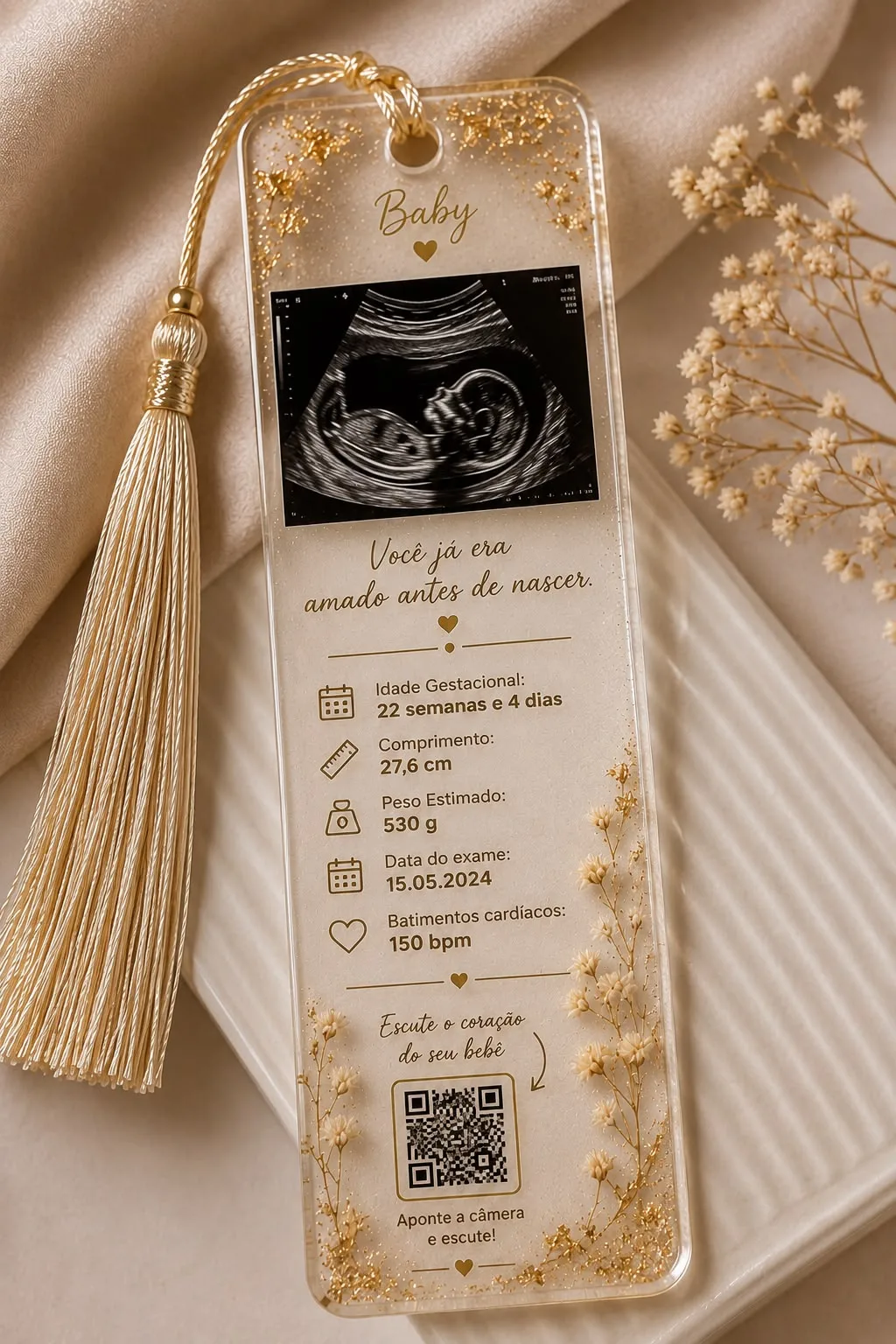 Marcador de Memórias – Ultrassom Personalizado Clássico (com QR Code)