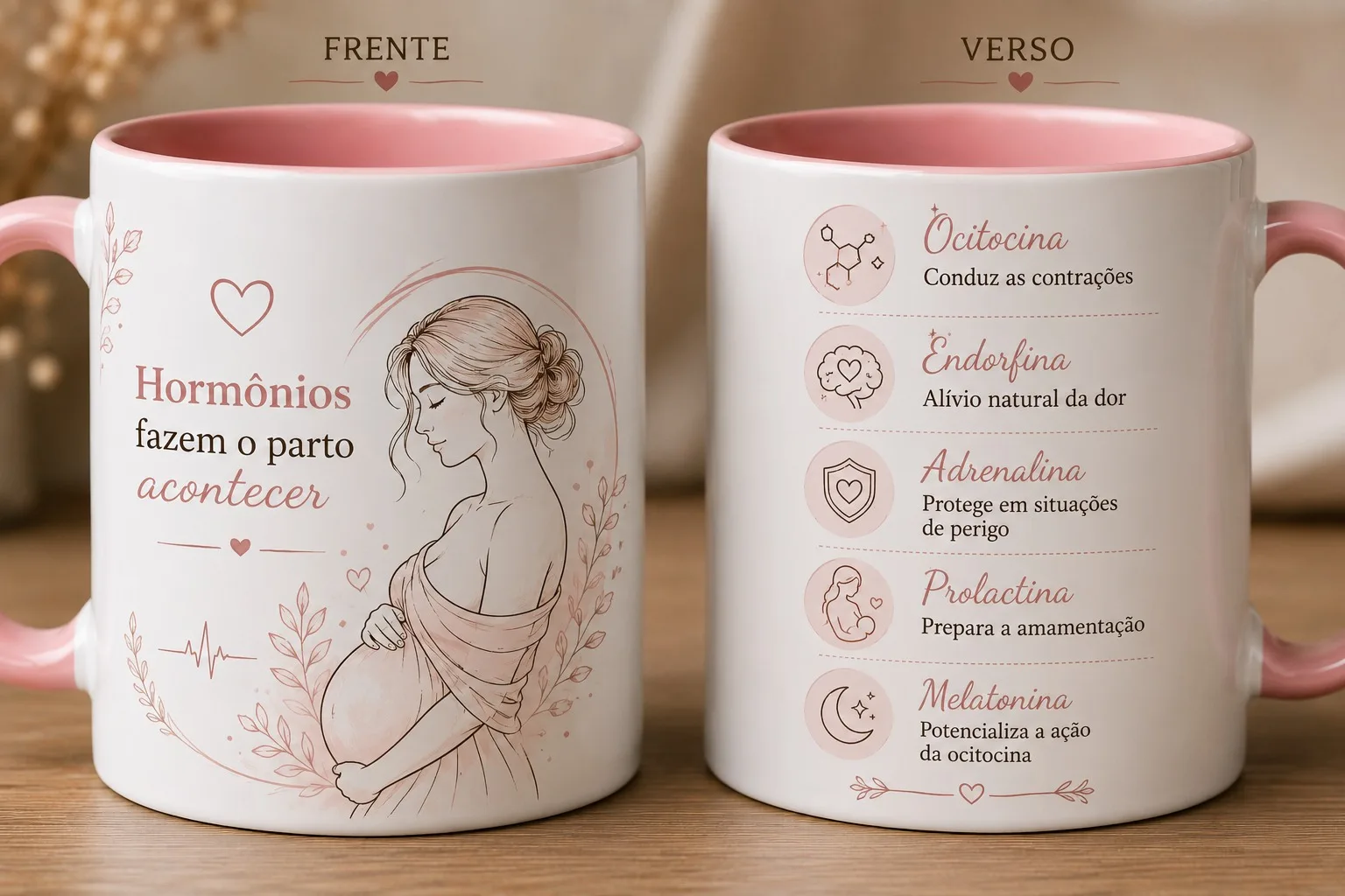 Caneca Personalizada Hormônios do Parto – Presente para Enfermeira Obstétrica, Parteira e Doula
