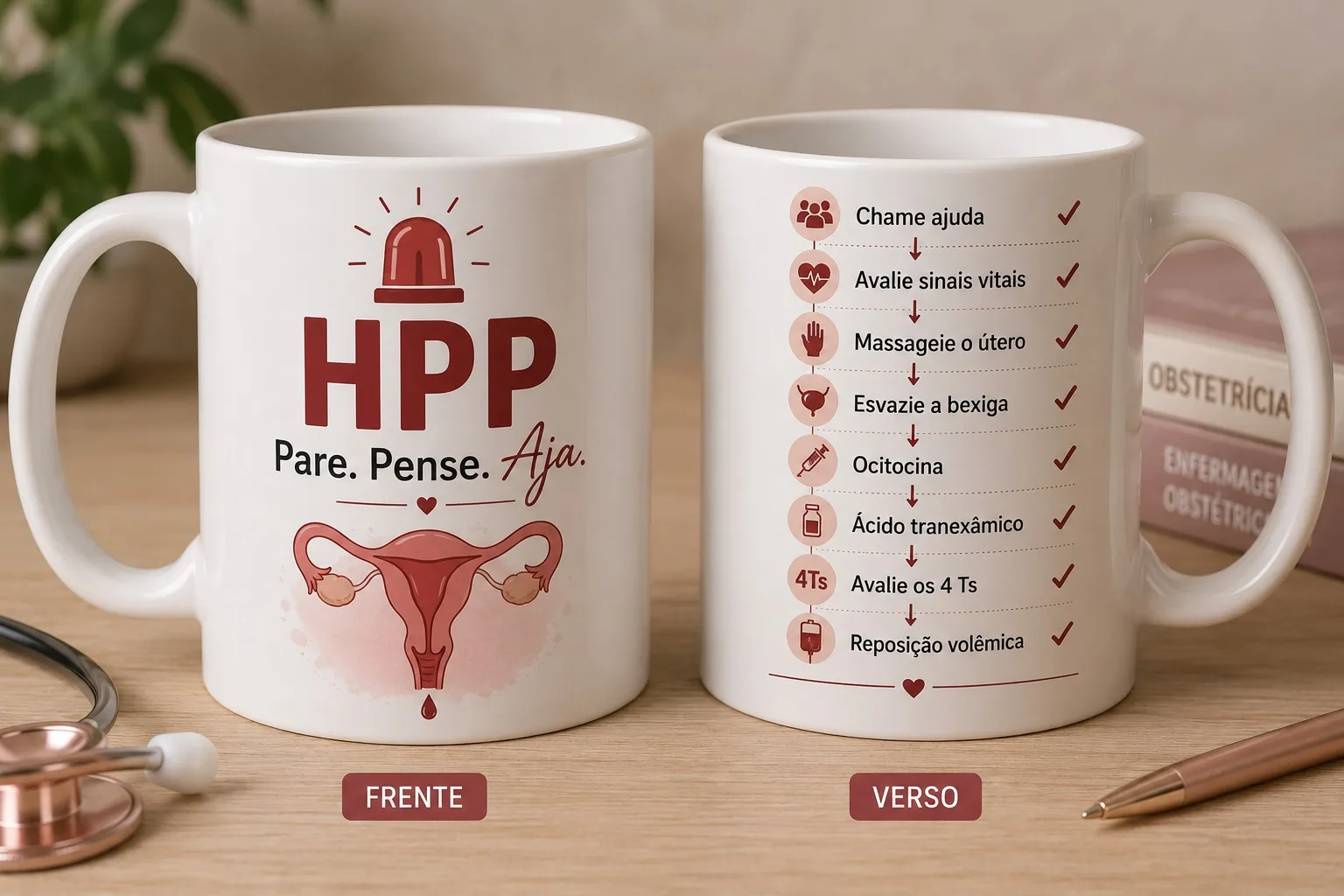Caneca Personalizada HPP – Hemorragia Pós-Parto | Presente para Enfermeira Obstétrica, Obstetra e Estudantes