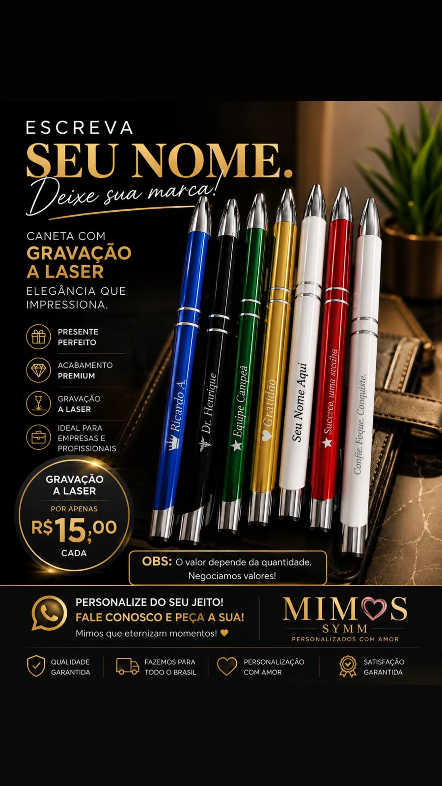 Canetas Personalizadas com Gravação a Laser