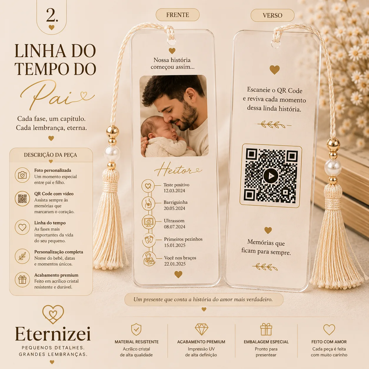 Marca-Página Nossa História – Linha do Tempo Personalizada