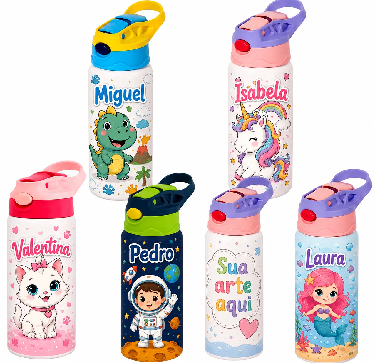 Garrafa Squeeze Infantil Alumínio  com Bico Automático 500ml
