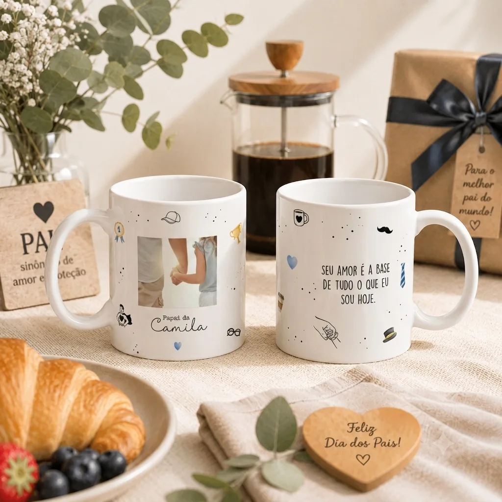 Caneca de Porcelana - "Pai da Camila" - Seu amor é a base de tudo o que eu sou hoje