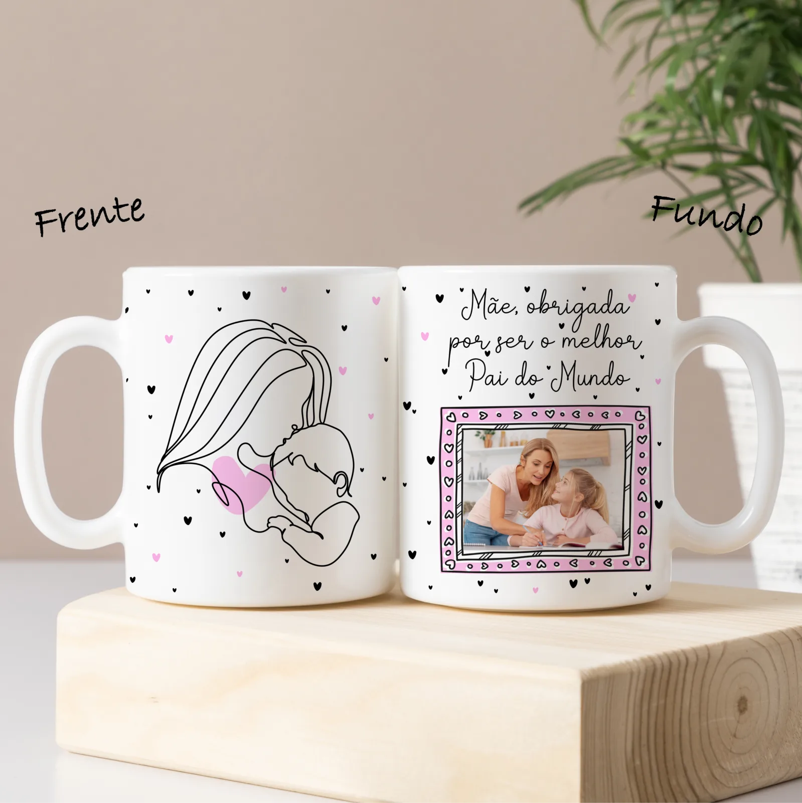 Caneca de Porcelana - Mãe , obrigada por ser o melhor Pai do mundo!