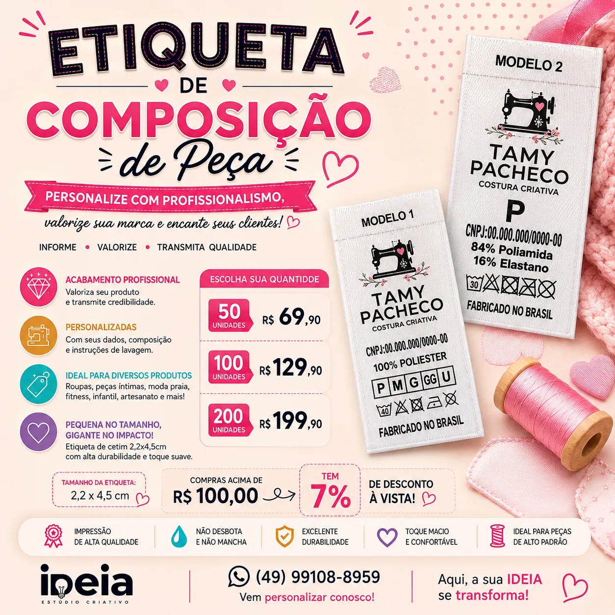 Etiqueta de Composição de Peça Personalizada