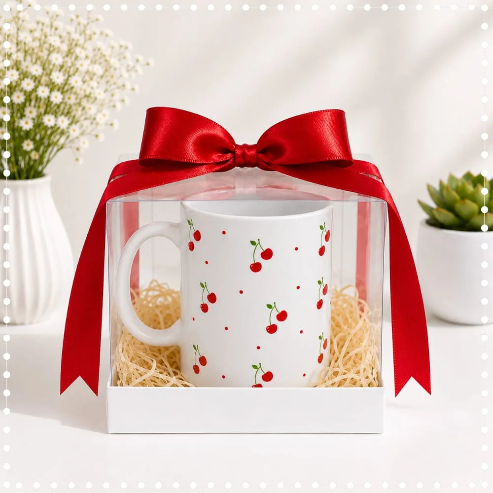 Caneca De Porcelana Personalizada Cerejas
