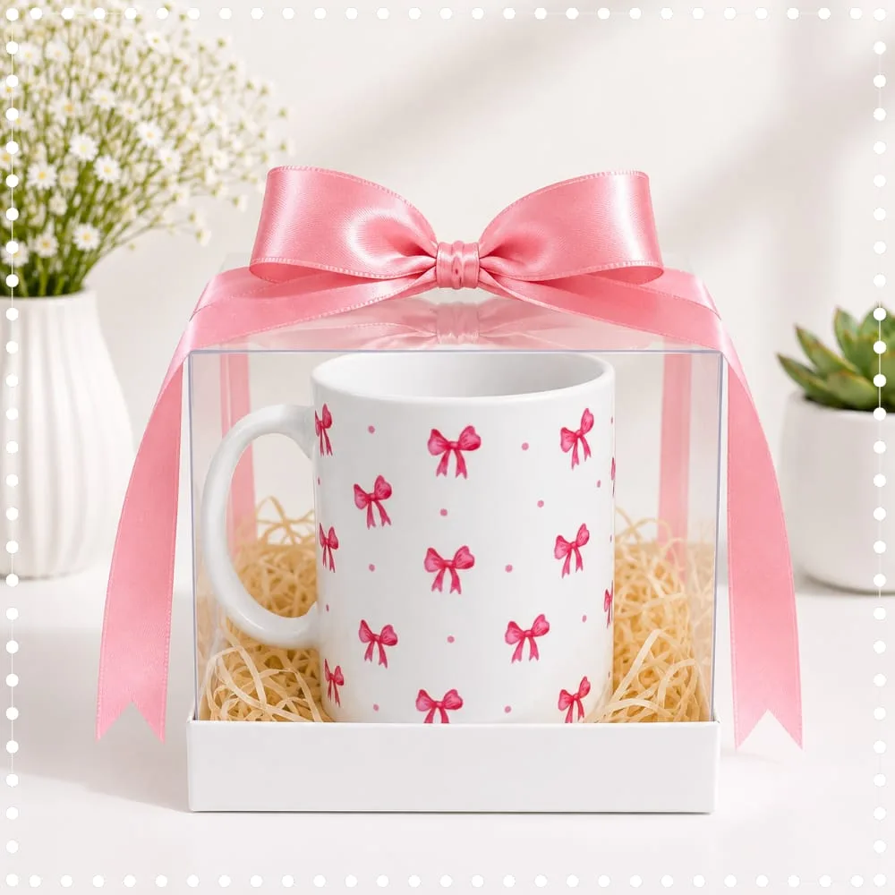 Caneca De Porcelana Personalizada Lacinho Rosa
