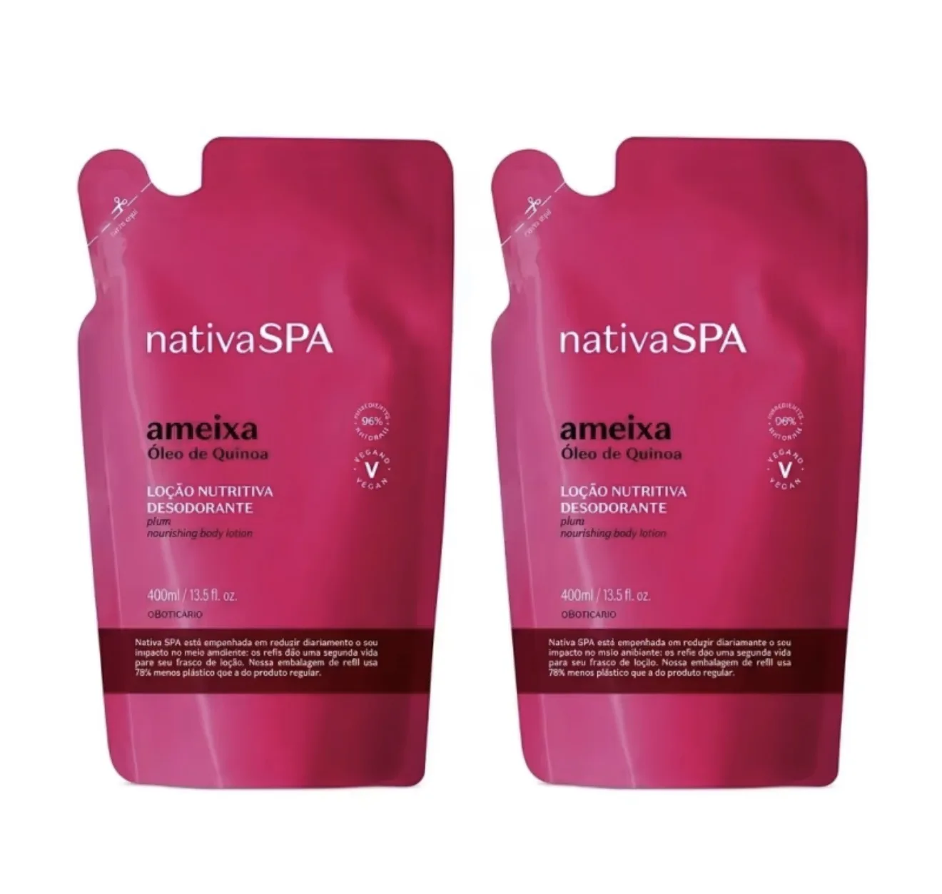 Refil Nativa SPA Loção Desodorante Hidratante Corporal Ameixa 400ml (2 itens)