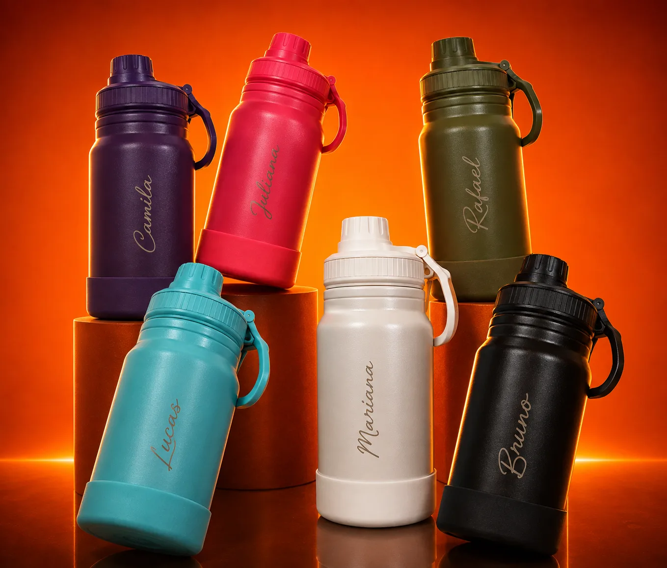 Garrafa Térmica 350ml Esportiva Capa Silicone Protetor Cores