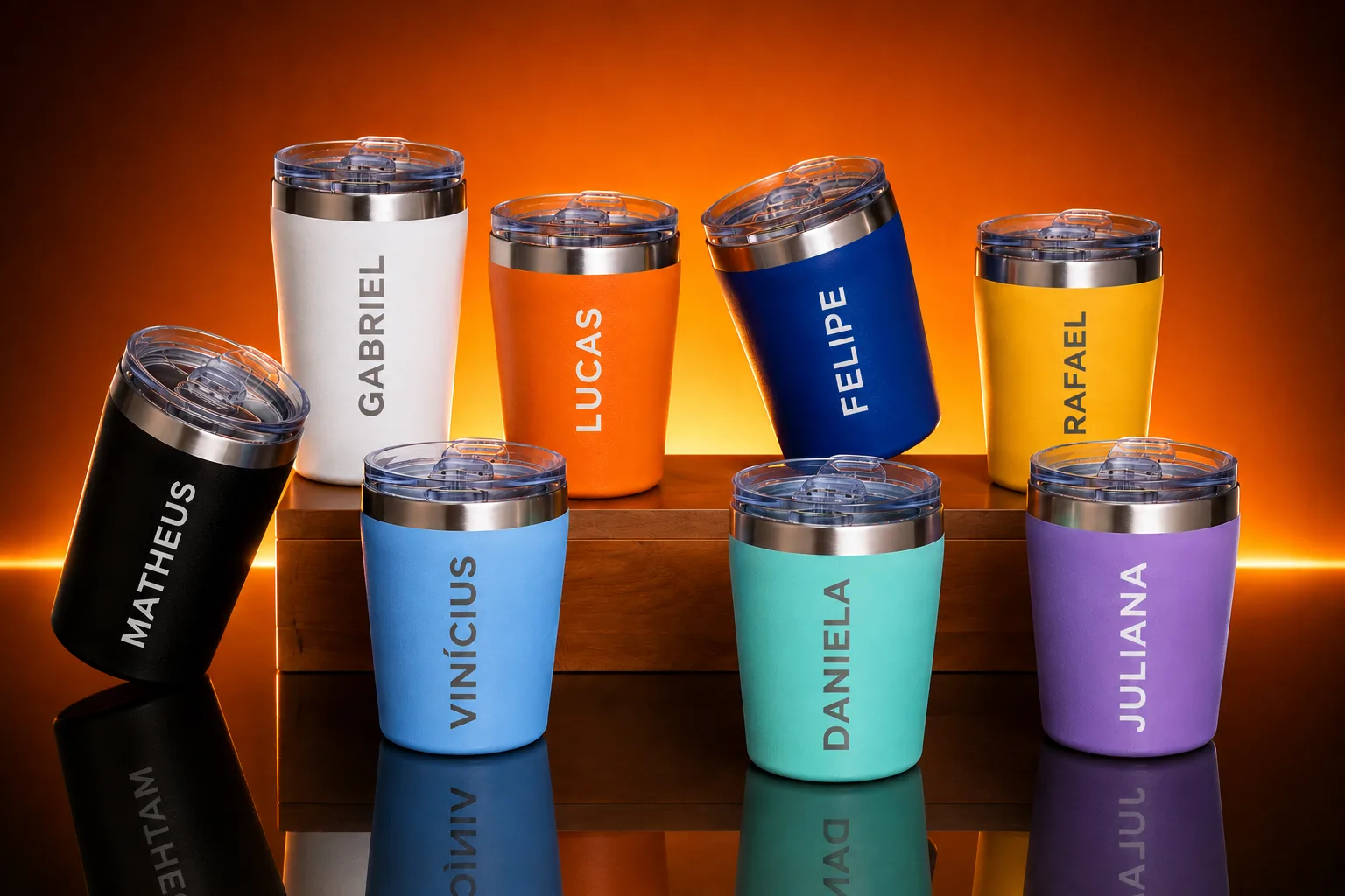Mini Copo Térmico em Aço Inox com Tampa Acrílica 260ml Cores
