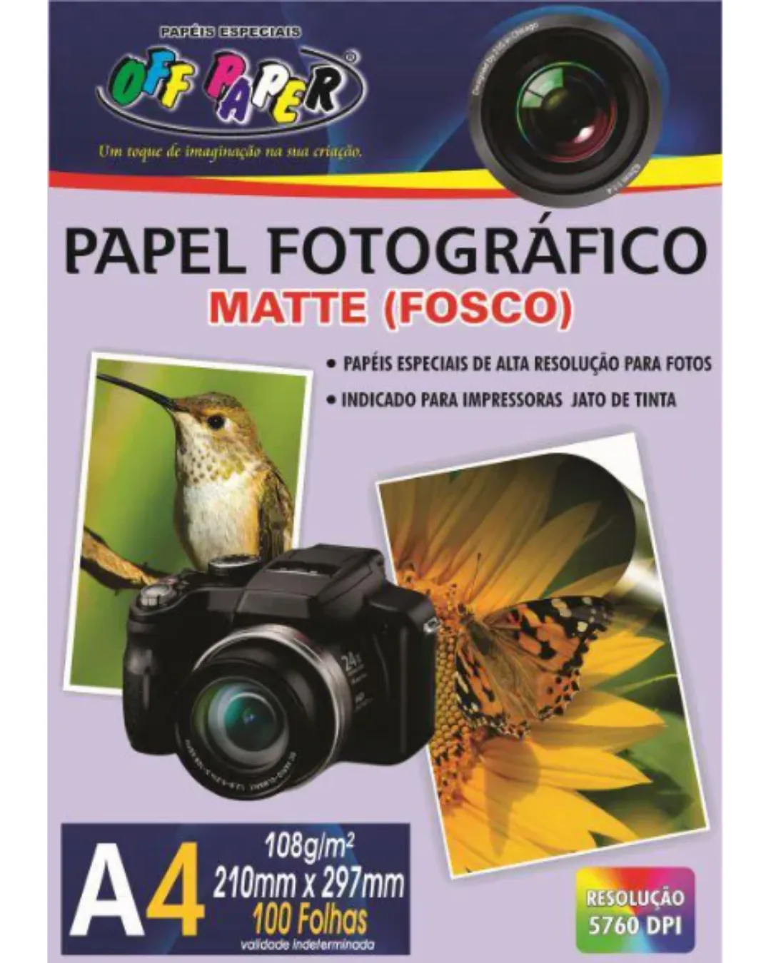 PAPEL FOTOGRAFICO MATTE FOSCO A4 108G 100 FLS - Off Paper