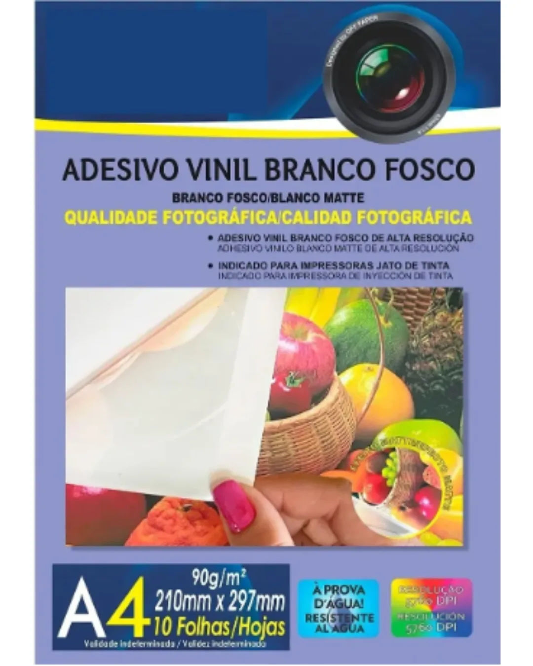 ADESIVO VINIL FOSCO BRANCO A4 90G OFF PAPER 10 FLS