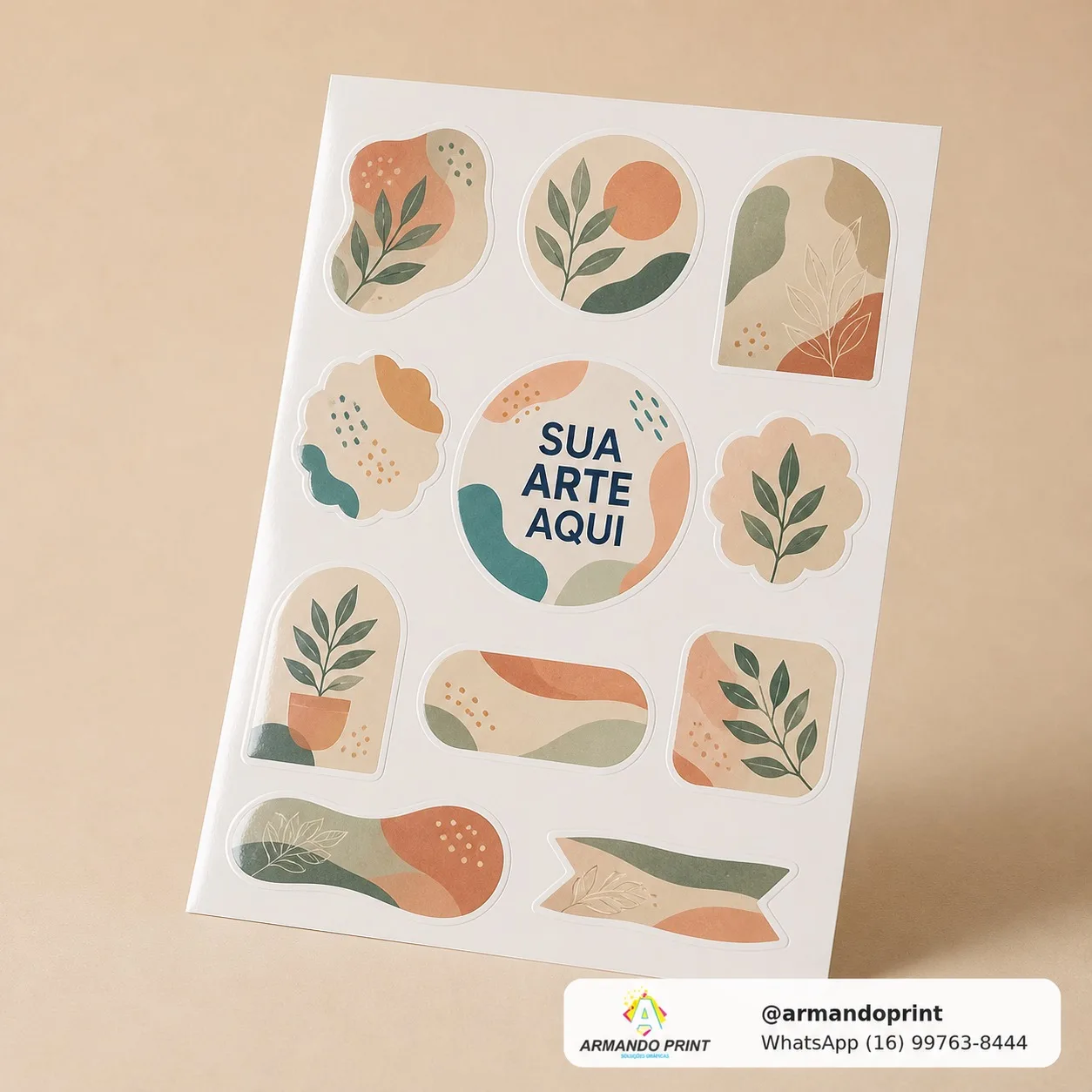 Adesivo Papel Glossy Personalizado - Cartela A4