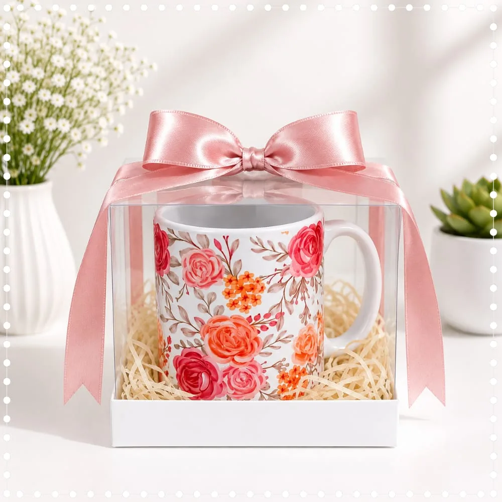 Caneca De Porcelana Personalizada Flores