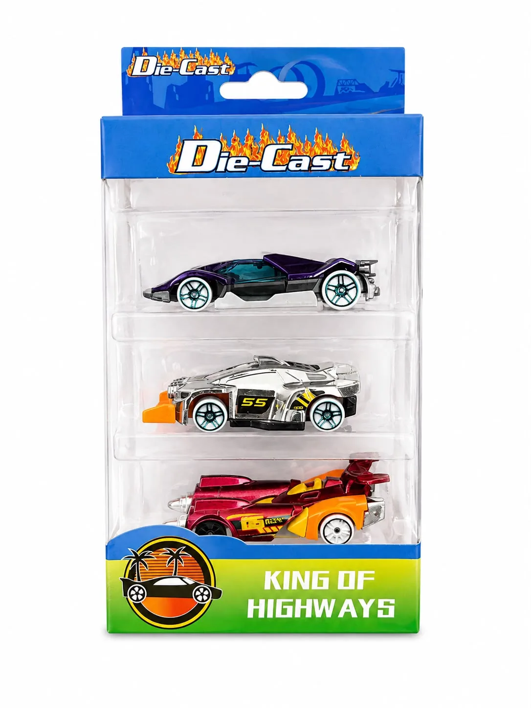 KIT COM 3 CARRINHOS DIE-CAST KING OF HIGWAYS