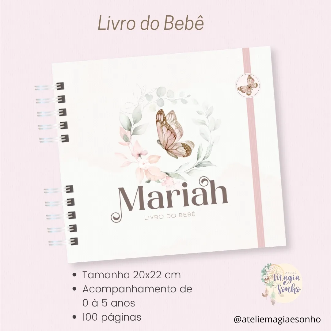 Livro do Bebê - Tema Borboletas (Menina)