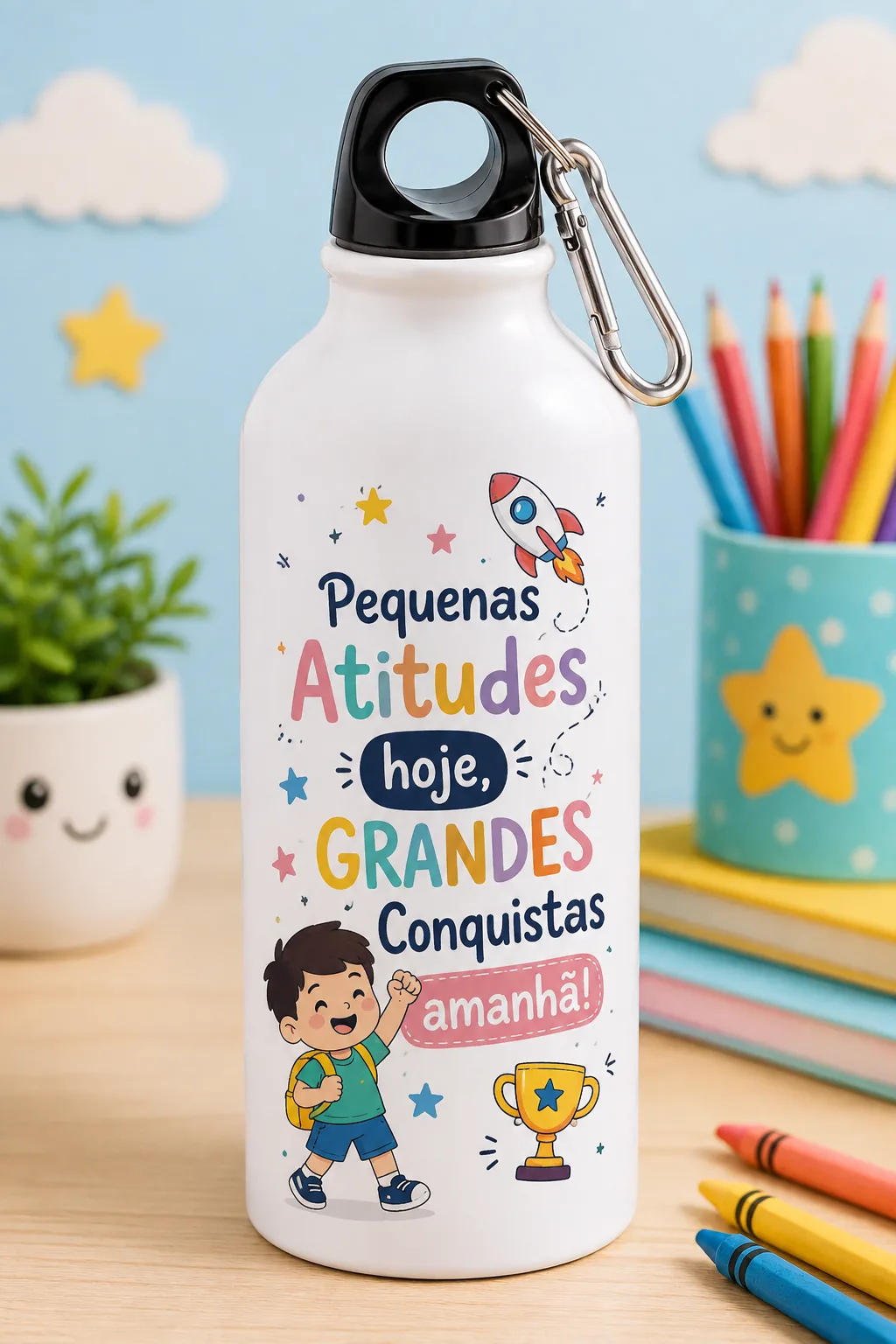 🥤 Squeeze de Alumínio com Mosquetão — 500ml - Personalizado