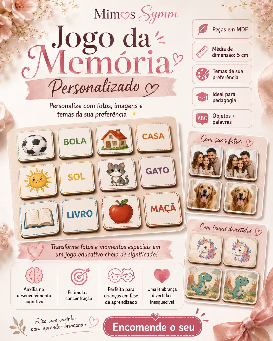 🧠✨ Jogo da Memória Personalizado – Aprender Brincando!