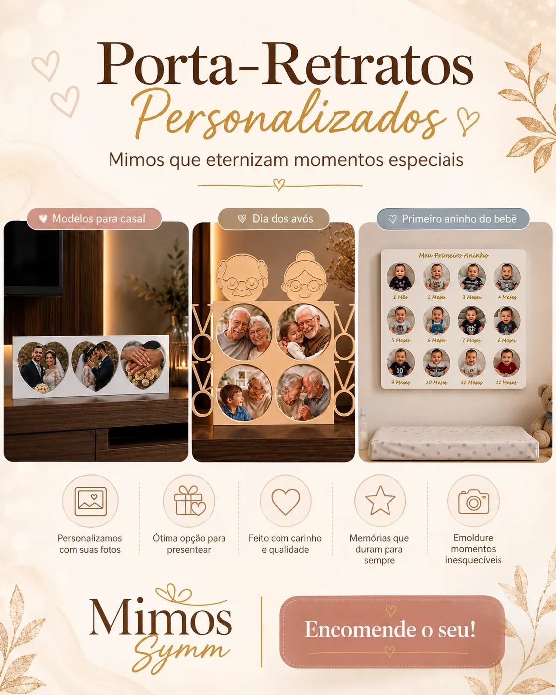Porta-Retratos Personalizados – Memórias que ficam para sempre 💕