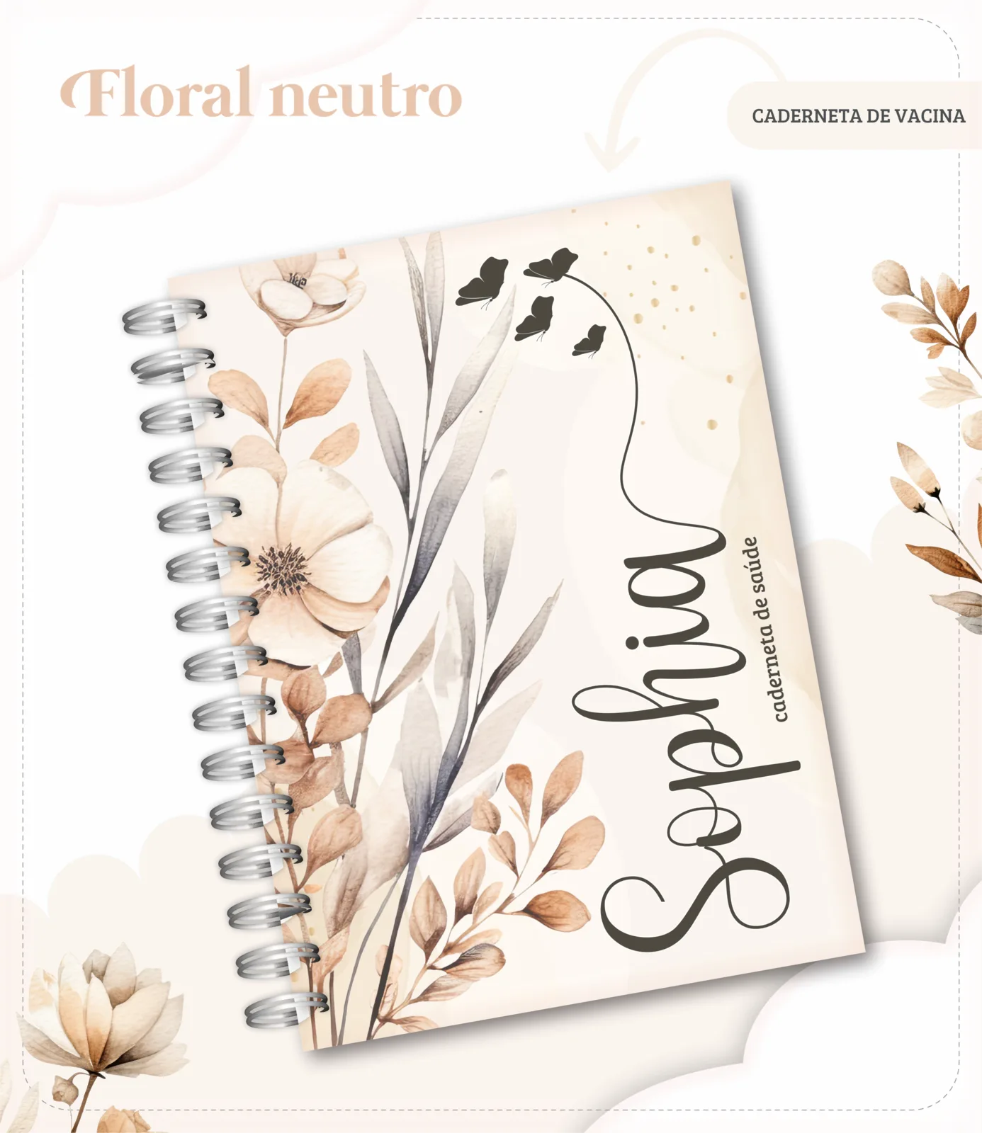 Caderneta de vacina - Floral Neutro