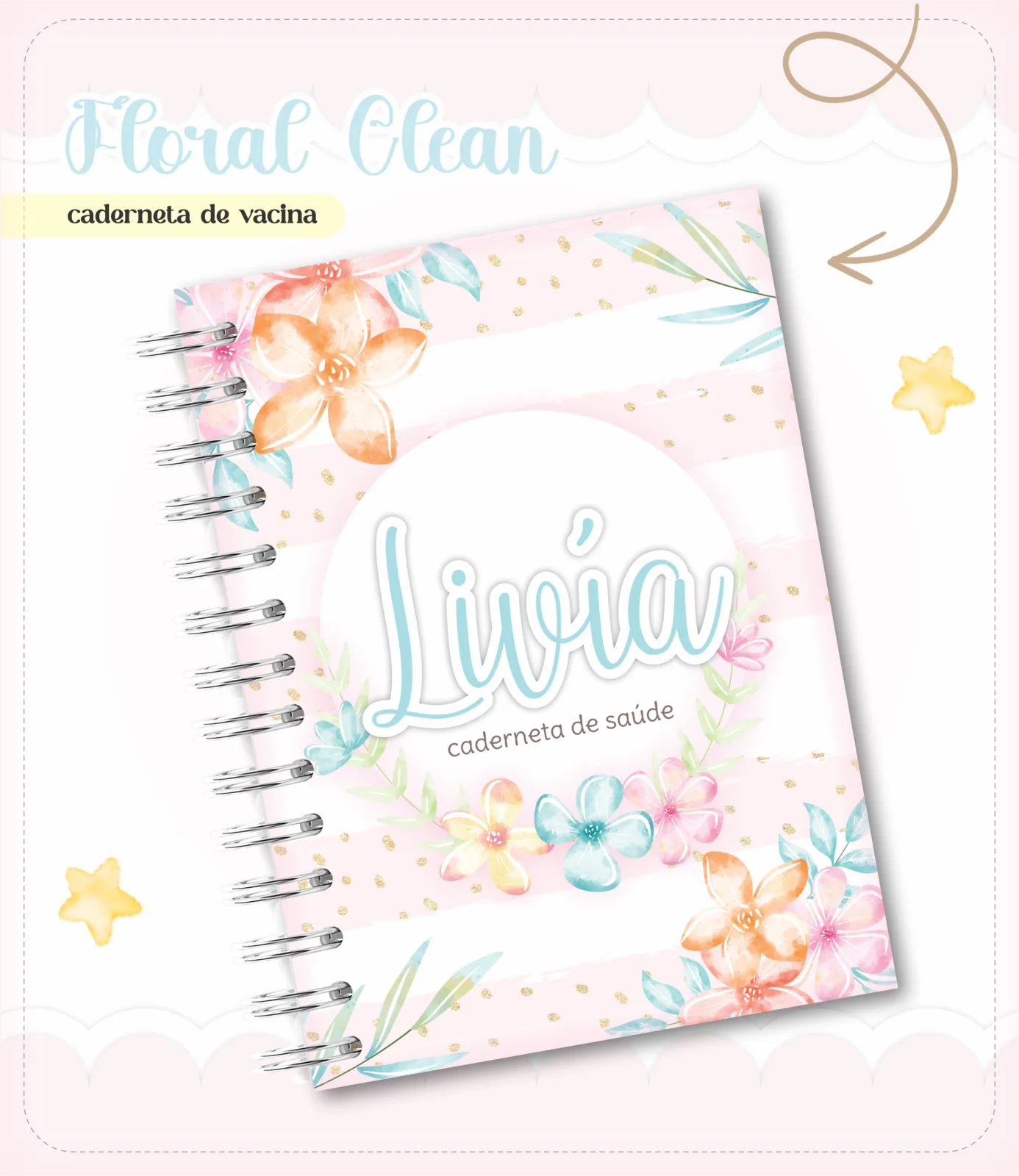 Caderneta de vacina - Floral clean