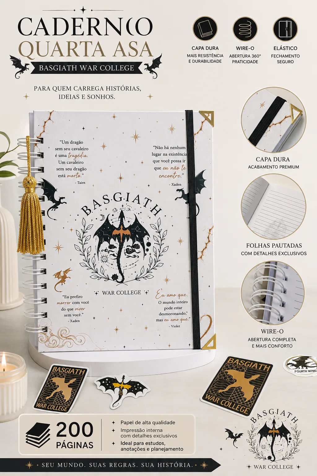 Caderno Pautado Quarta Asa — 100 Páginas