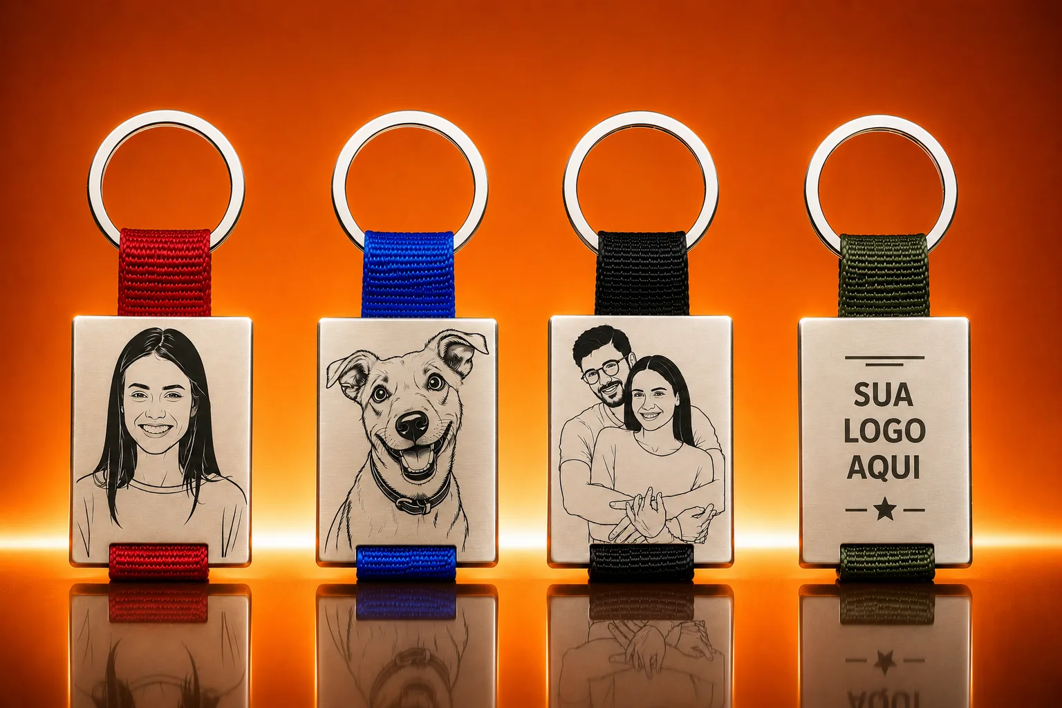 Chaveiro de Metal com Detalhe Colorido em Nylon