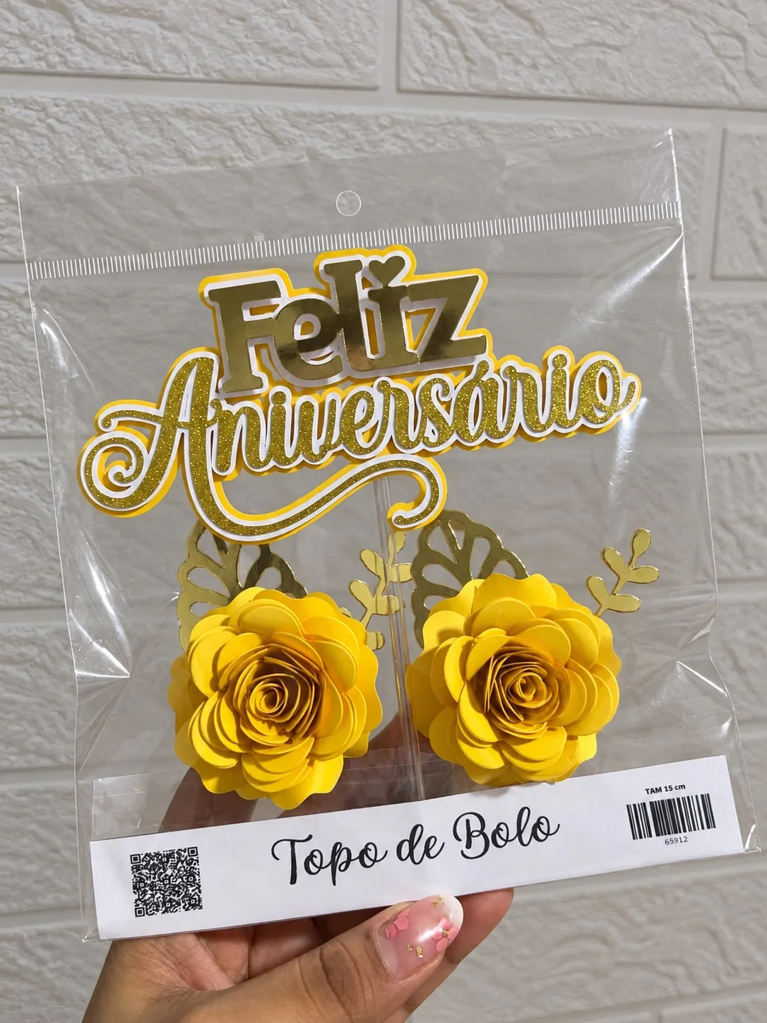 TOPO DE BOLO SEMI LUXO " FELIZ ANIVERSÁRIO"