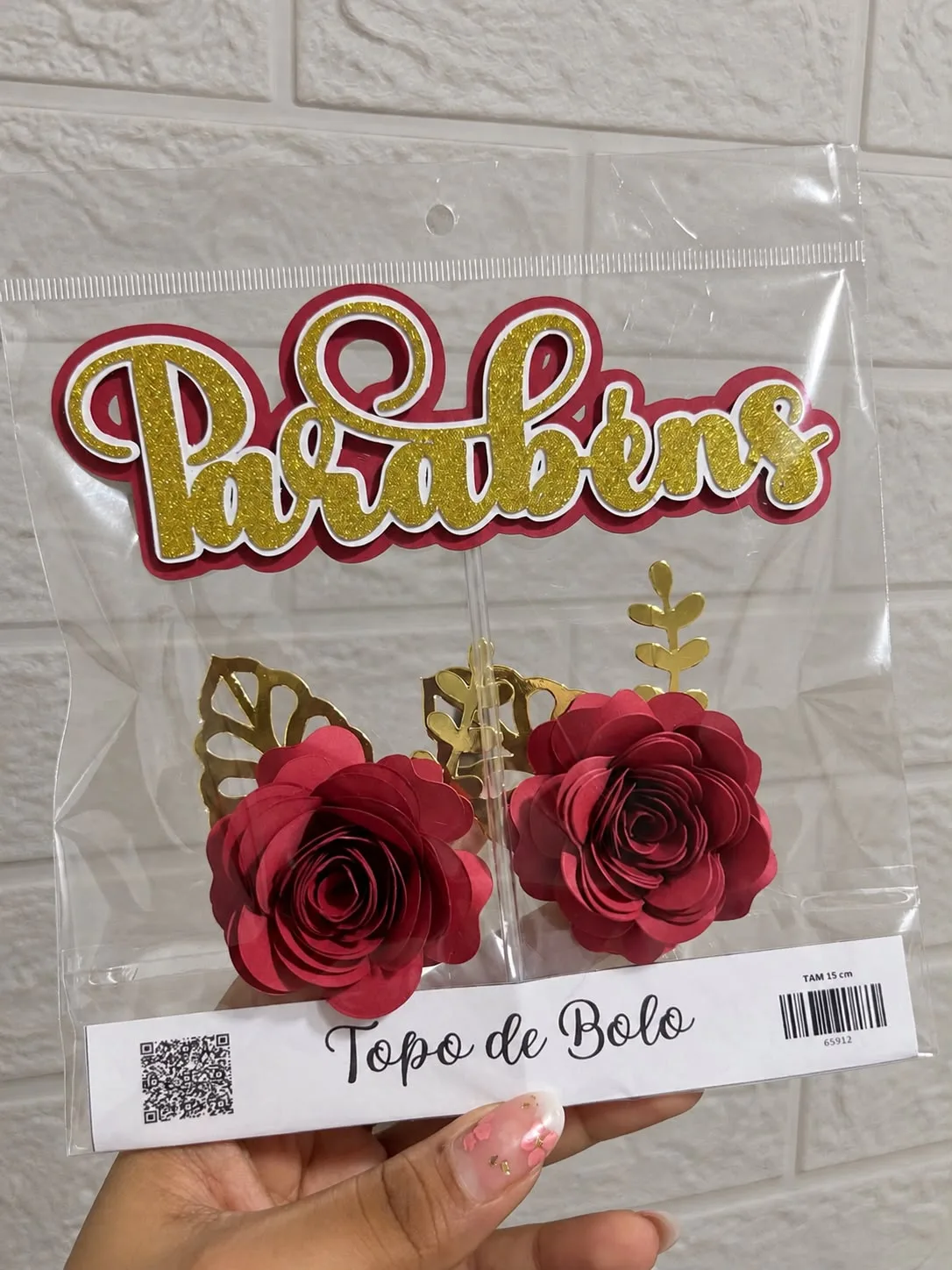 TOPO DE BOLO SEMI LUXO " PARABÉNS"