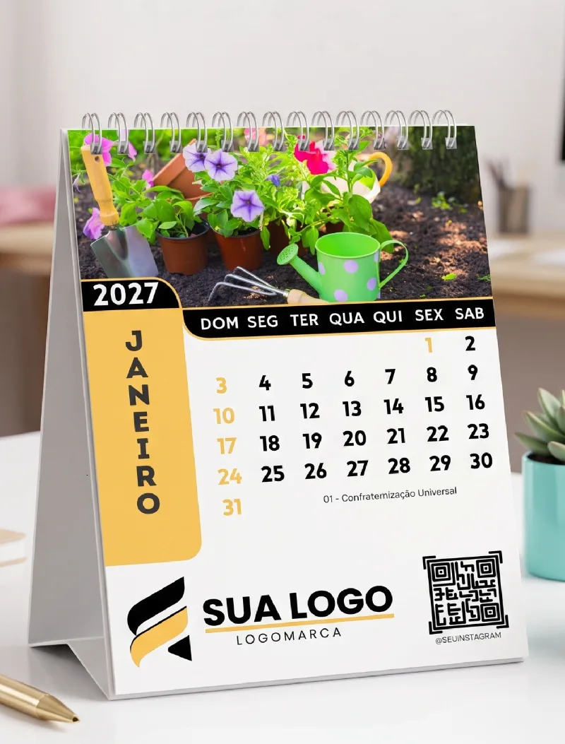 Calendario de Mesa Premium Personalizado Médio (19x14)- Apartir de 10 unidades