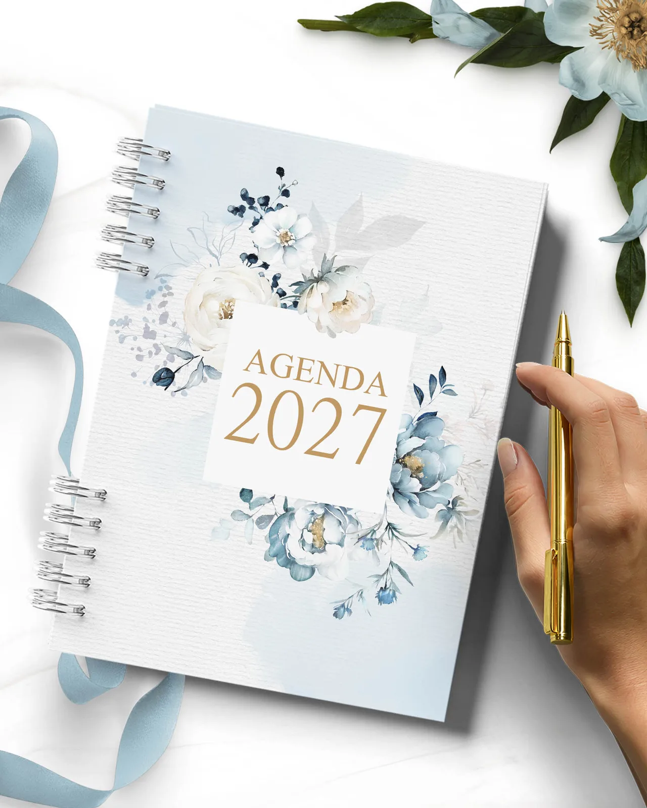 AGENDA FLORAL AZUL