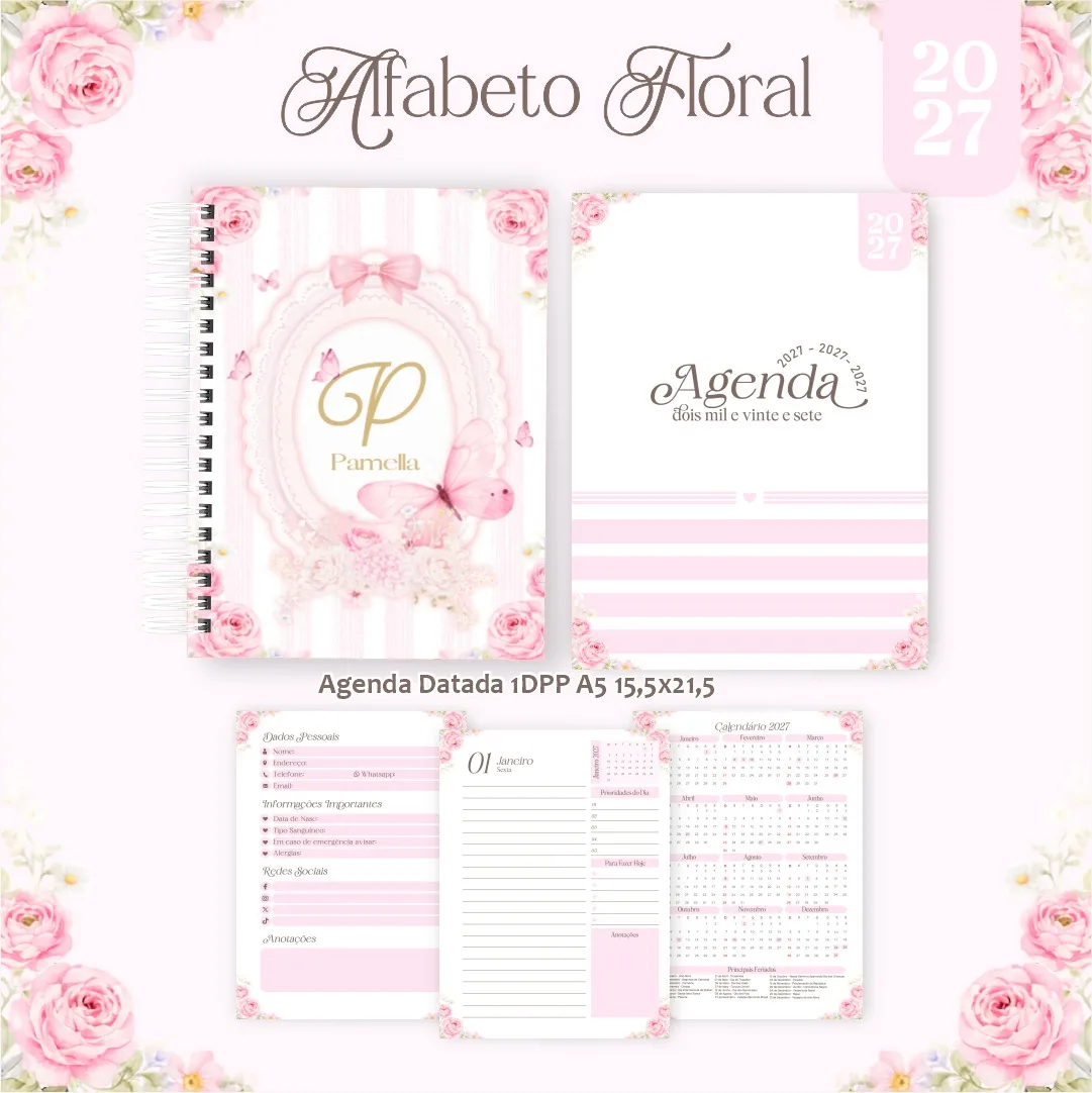 AGENDA ALFABETO FLORAL 2027